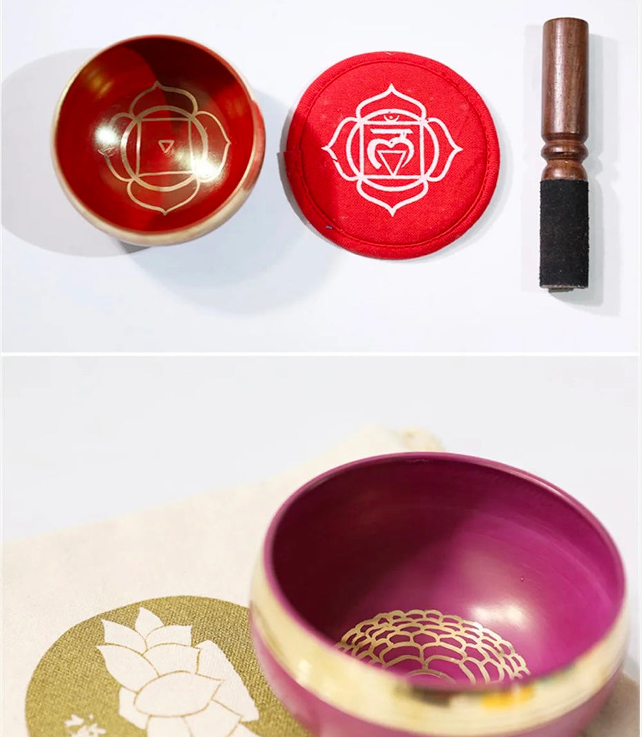 Chakra Copper Tibetan Singing Bowl Set
