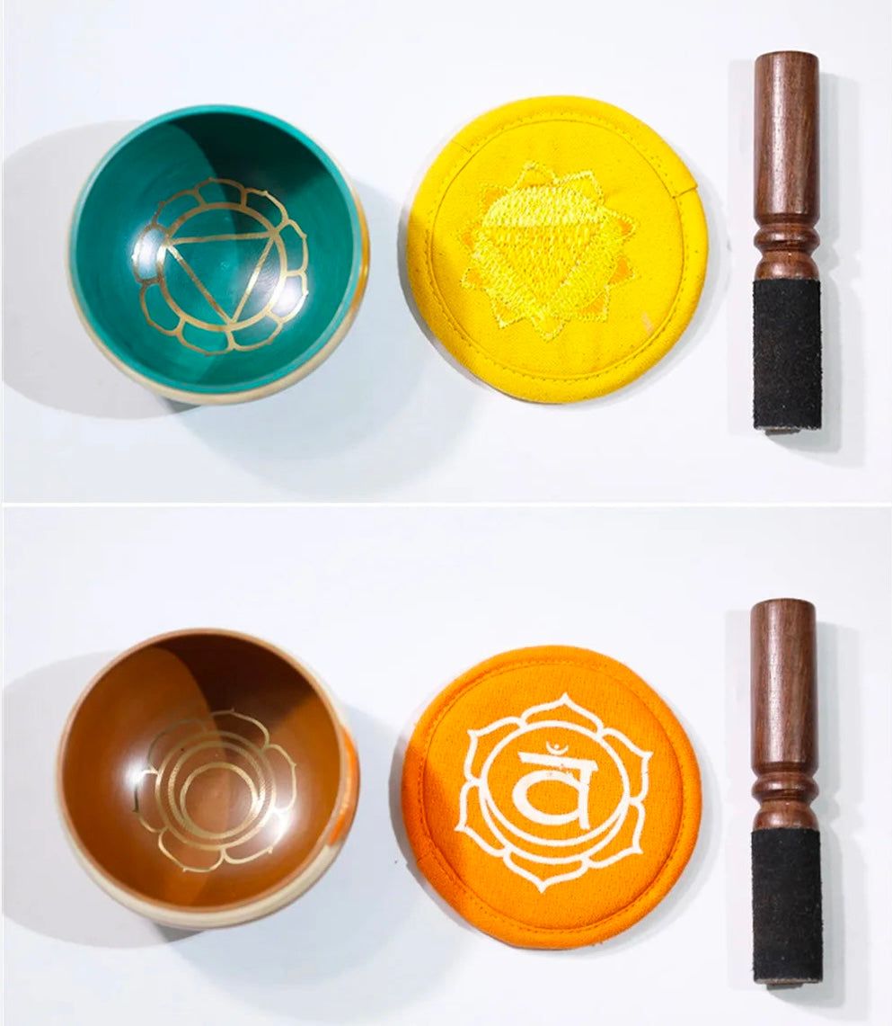 Chakra Copper Tibetan Singing Bowl Set