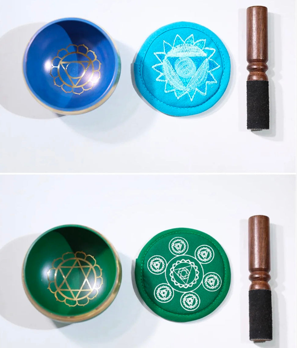 Chakra Copper Tibetan Singing Bowl Set