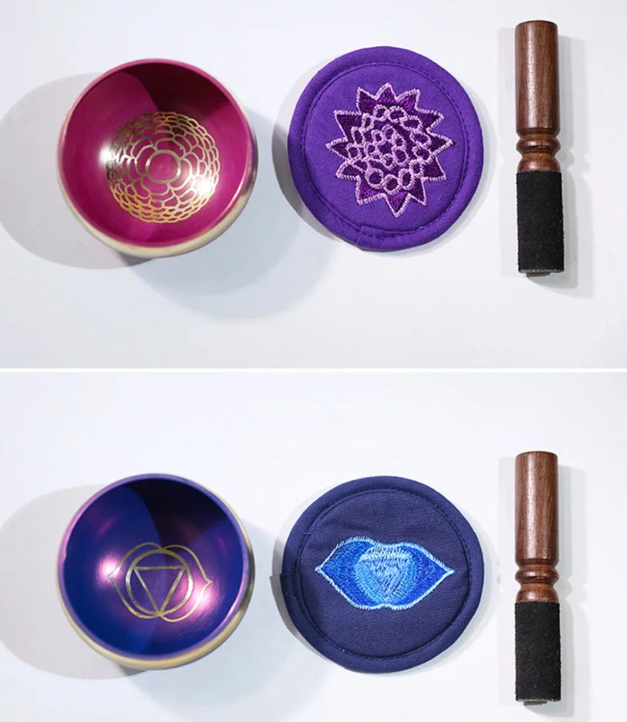 Chakra Copper Tibetan Singing Bowl Set