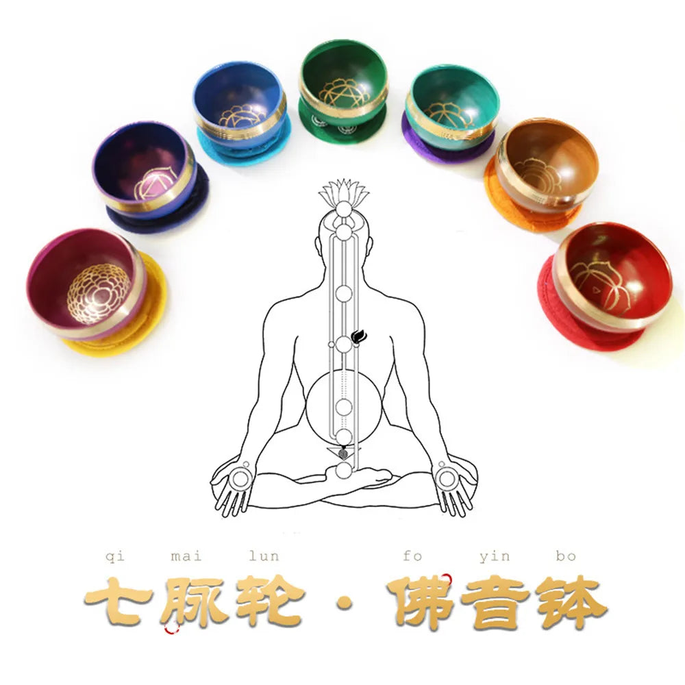 Chakra Copper Tibetan Singing Bowl Set