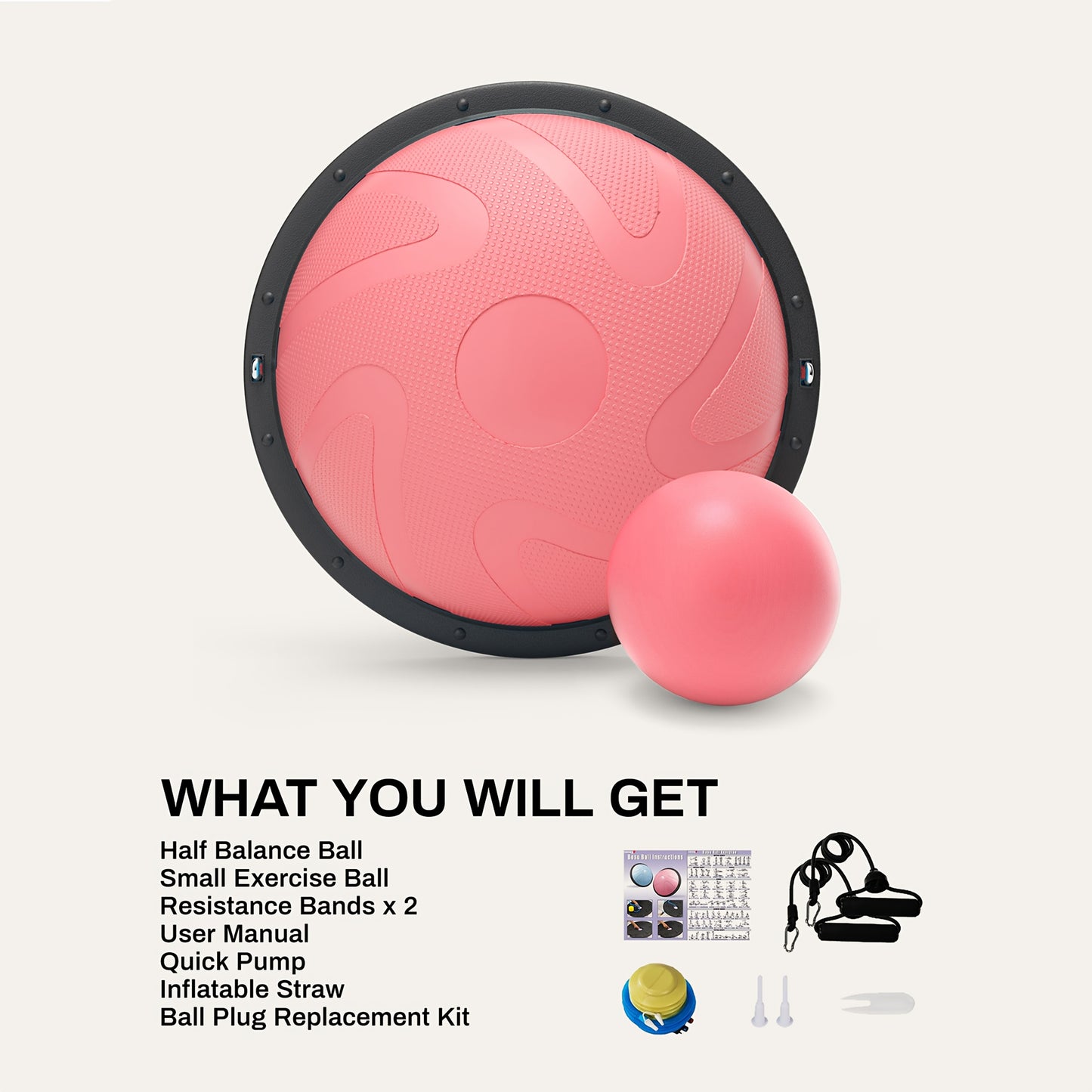 Half Balance Ball with Resistance Bands