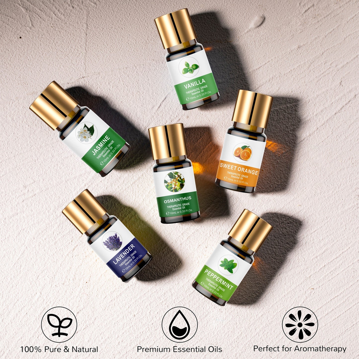 Essential Oil Collection with Wooden Box