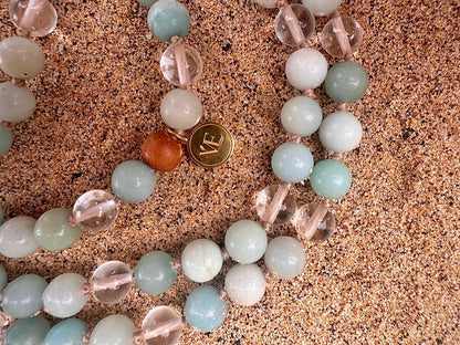 Amazonite & Clear Quartz Japamala