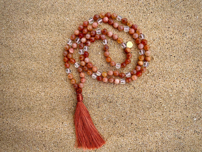 Sunstone & Clear Quartz Japamala