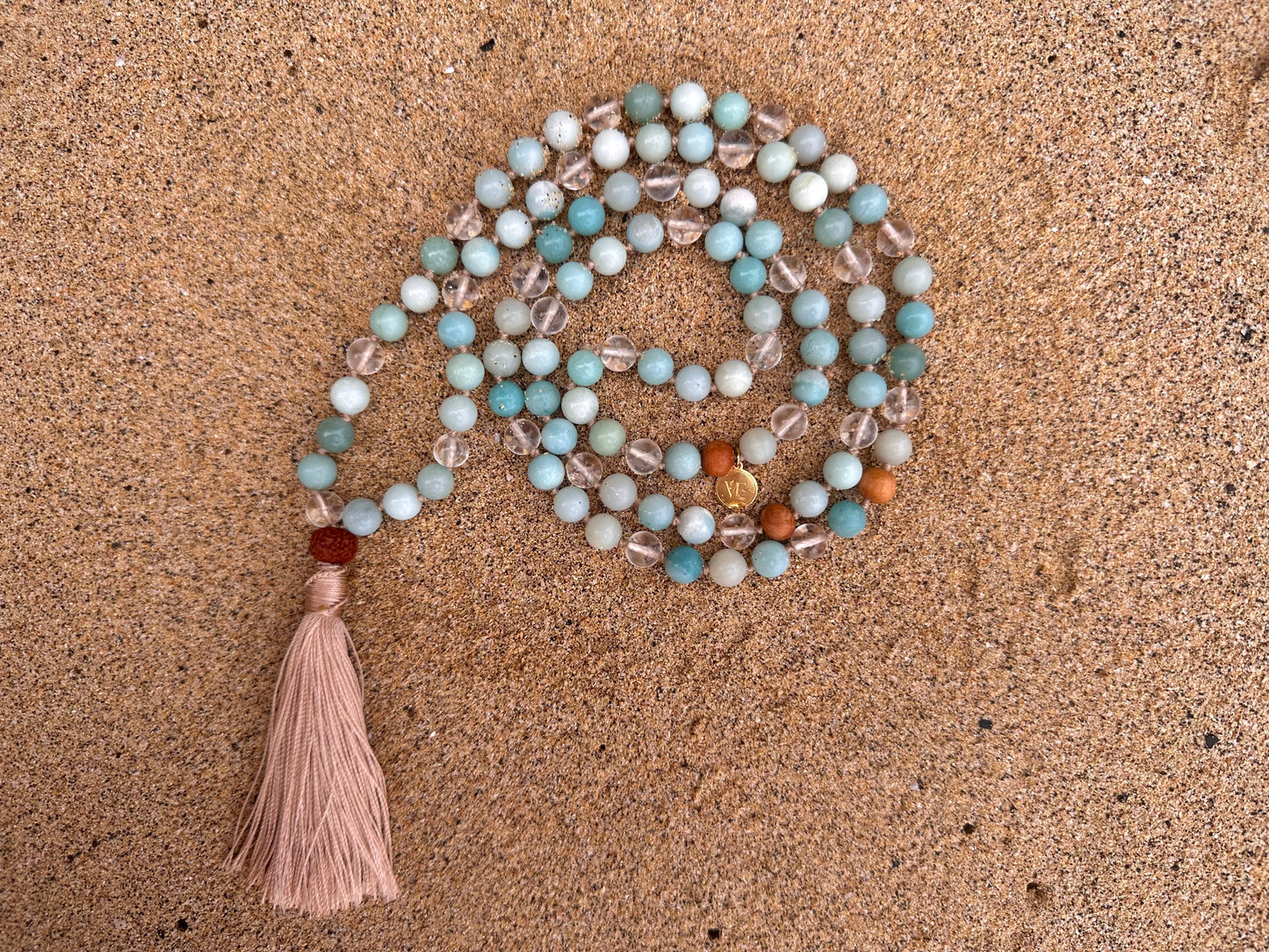Amazonite & Clear Quartz Japamala
