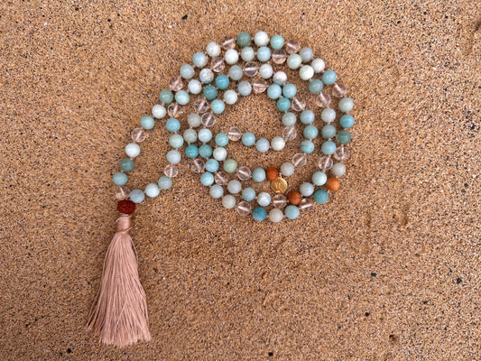 Amazonite & Clear Quartz Japamala
