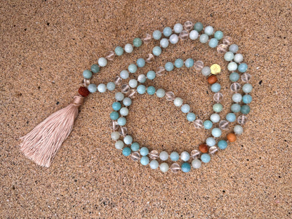Amazonite & Clear Quartz Japamala