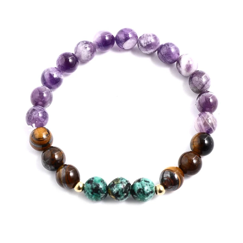 Tiger Eye, Turquoise & Amethyst Japamala