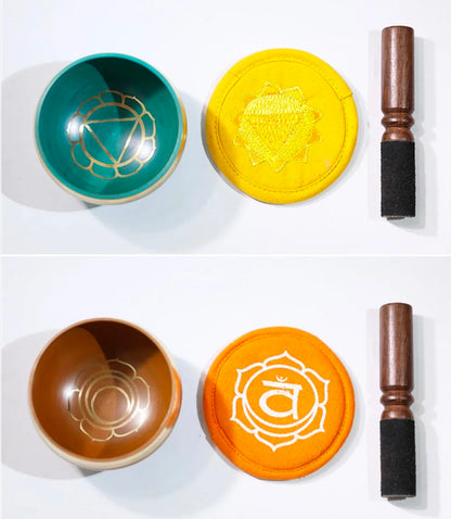 Chakra Copper Tibetan Singing Bowl Set