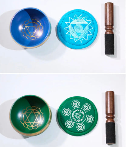 Chakra Copper Tibetan Singing Bowl Set