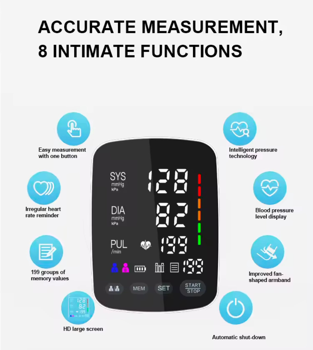Curved LED Smart Blood Pressure Monitor