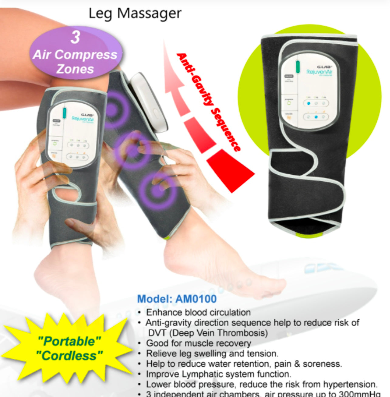 Cordless Air Compression Leg Massager