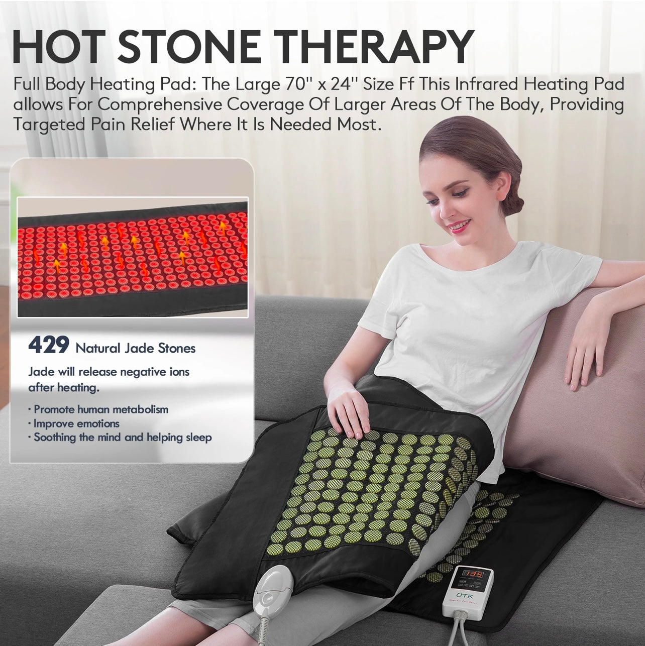 Full-Body Infrared Heating Pad with Natural Jade Stones