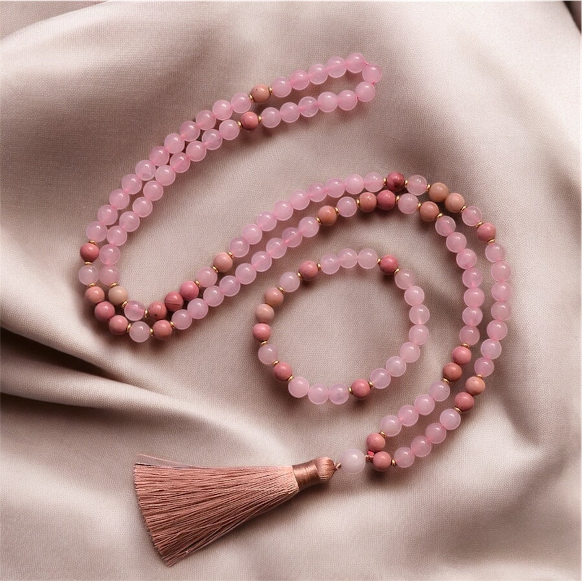 Rhodonite & Rose Quartz Japamala