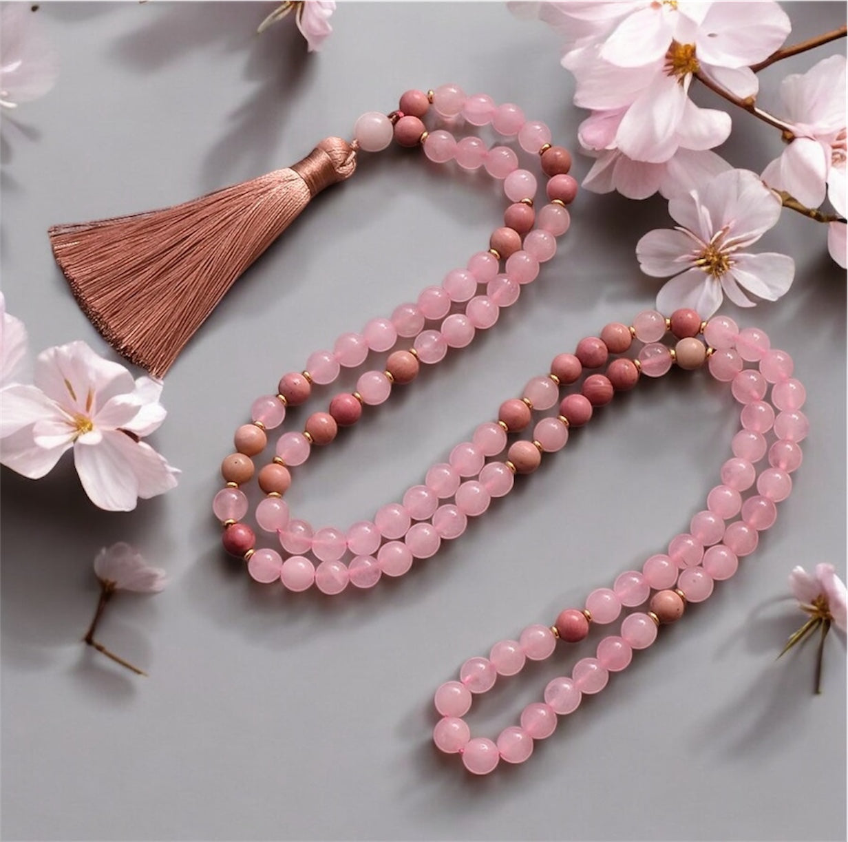 Rhodonite & Rose Quartz Japamala