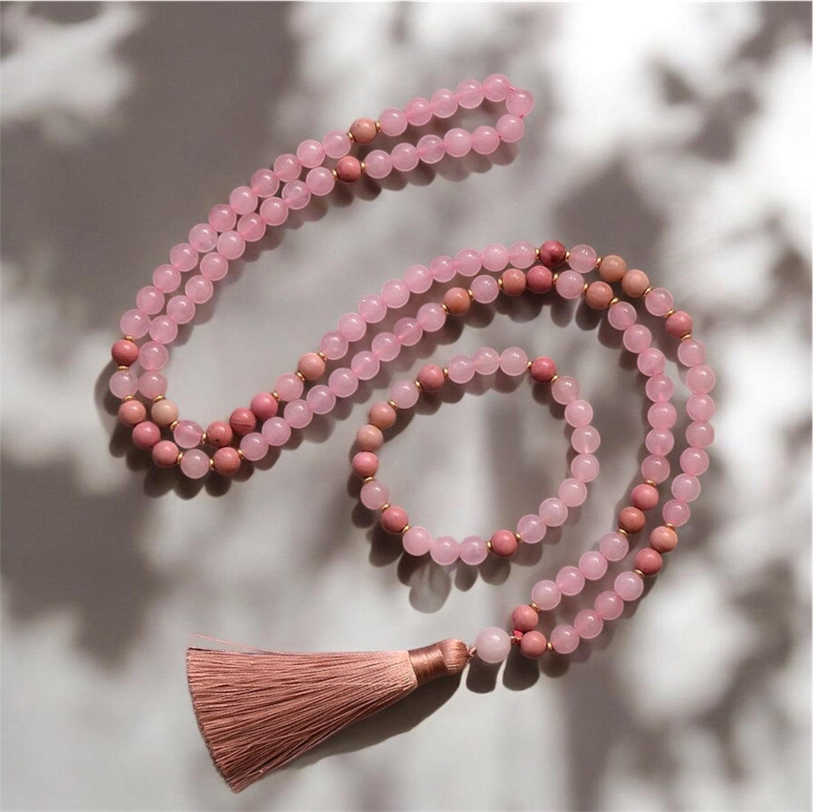 Rhodonite & Rose Quartz Japamala