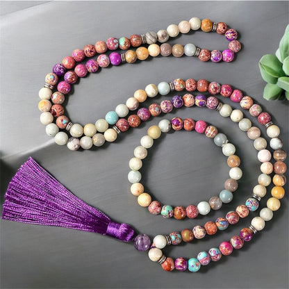 Imperial Jasper & Amazonite Japamala