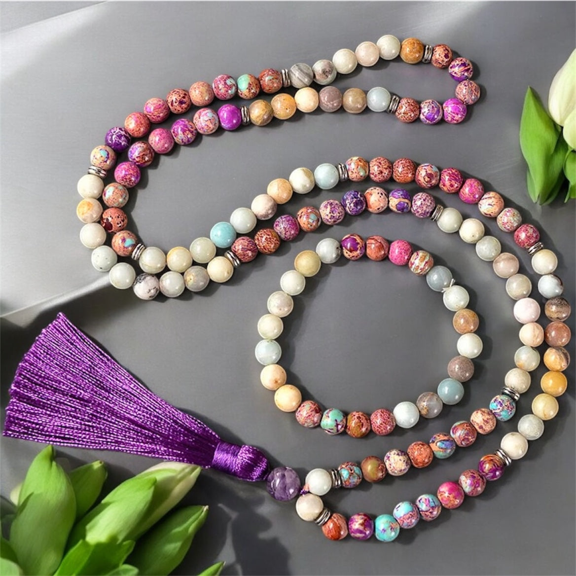 Imperial Jasper & Amazonite Japamala