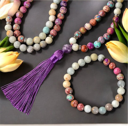 Imperial Jasper & Amazonite Japamala