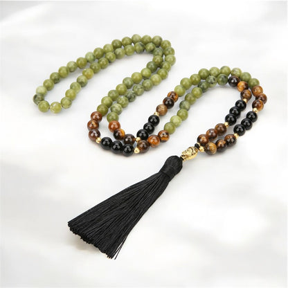 Jade, Tiger Eye & Black Onyx Japamala