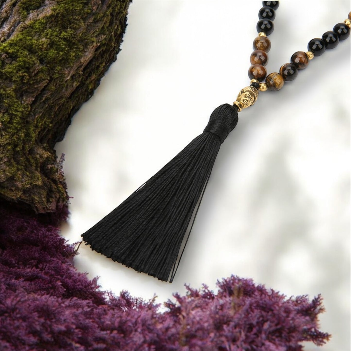 Jade, Tiger Eye & Black Onyx Japamala