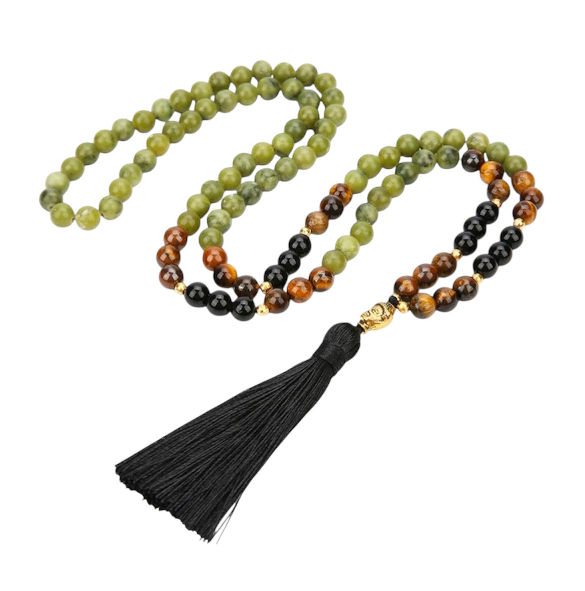 Jade, Tiger Eye & Black Onyx Japamala