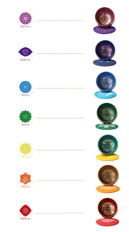Chakra Copper Tibetan Singing Bowl Set