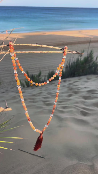 Sunstone & Clear Quartz Japamala